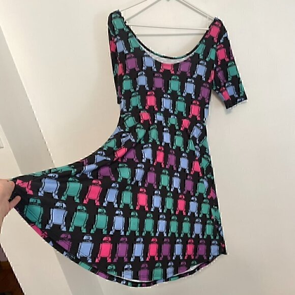 HER UNIVERSE STAR WARS Black Multi R2-D2 R2D2 Graphic Mini Fit & Flare Dress M - Picture 13 of 13